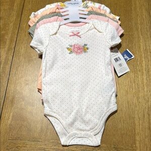 Laura Ashley Floral Baby Onesie - White and Pink
